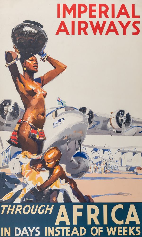 IMPERIAL AIRWAYS, THROUGH AFRICA TRAVEL POSTER