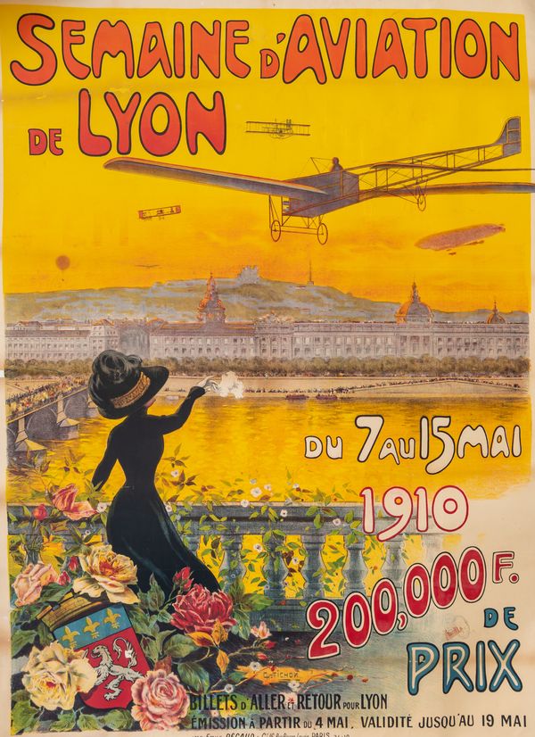 SEMAINE D'AVIATION DE LYON TRAVEL POSTER BY CHARLES TICHON