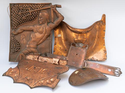 A COPPER WALL LIGHT EMBOSSED WITH A RETIARIUS (5)