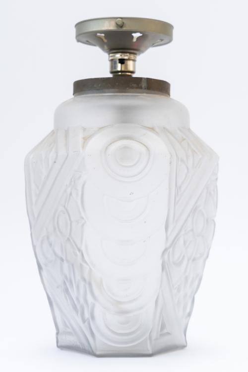HENRI HEEMSKERK (1886-1953) FOR SCAILMONT, BELGIUM: A FROSTED GLASS VASE ADAPTED AS A LAMP