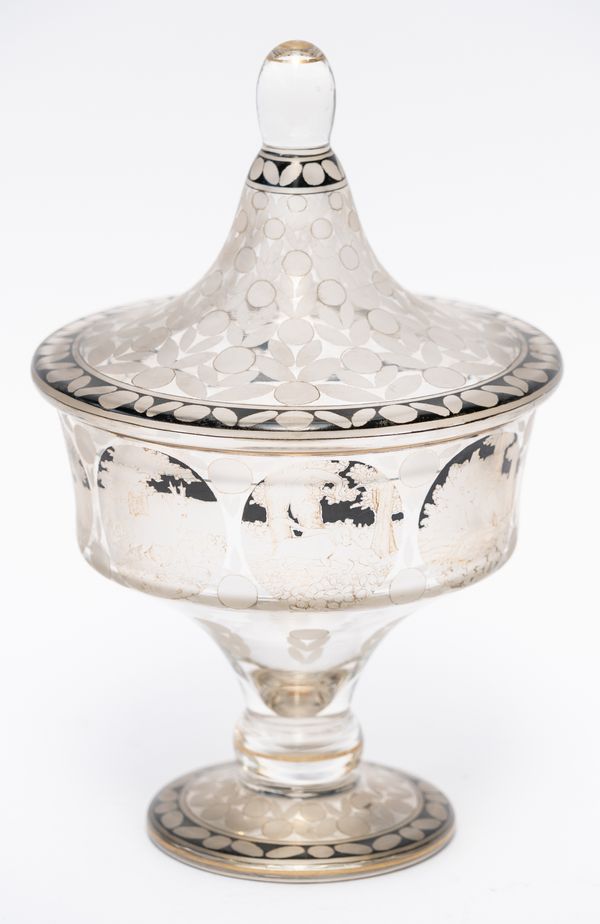 ATTRIBUTED TO FACHSHULE HAIDA, AUSTRIA: A GLASS JAR AND COVER (2)