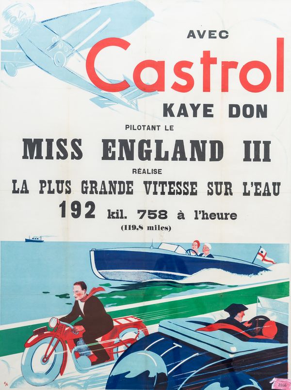 CASTROL MISS ENGLAND III VINTAGE POSTER BY MAX GOTTSCHALK