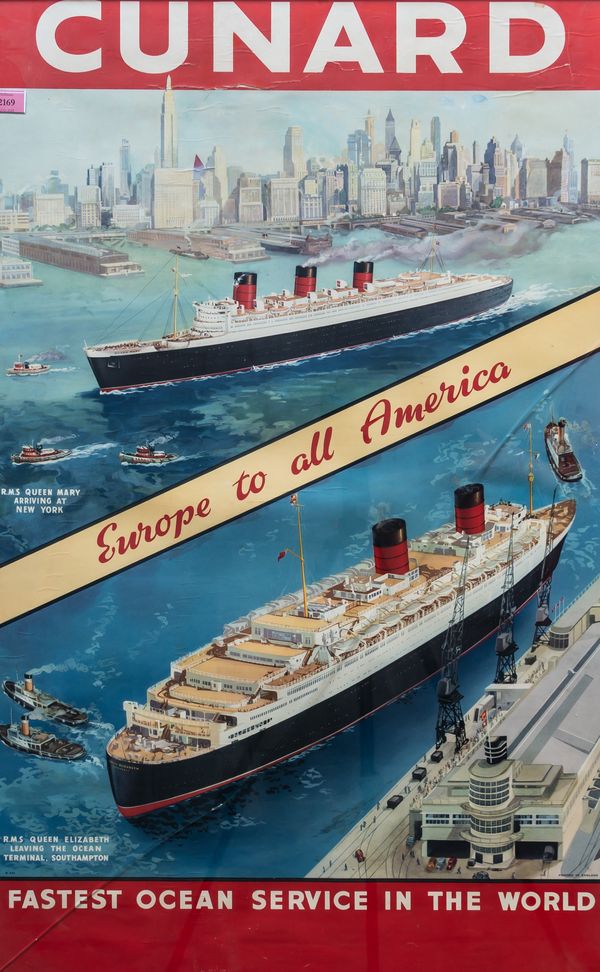 CUNARD, EUROPE TO ALL AMERICA TRAVEL POSTER