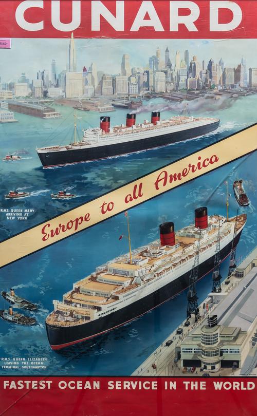 CUNARD, EUROPE TO ALL AMERICA TRAVEL POSTER