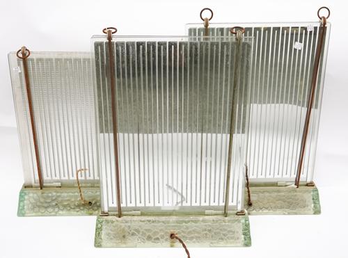 THREE ART DECO RADIAVER SAINT-GOBAIN SILVERED GLASS LAMPS (3)