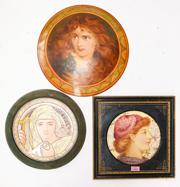 AN AESTHETIC MOVEMENT EARTHENWARE CIRCULAR PLAQUE PAINTED BY J.P. HEWITT (3)