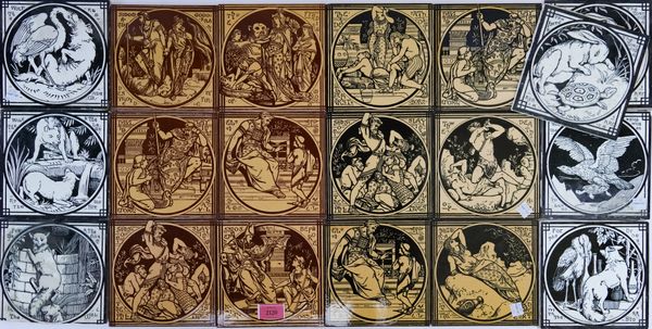 JOHN MOYR SMITH FOR MINTONS: A GROUP OF PRINTED EARTHENWARE TILES (19)