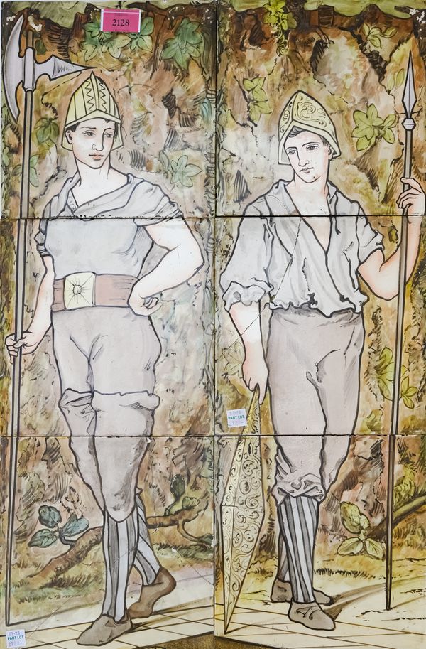 A PAIR OF MINTON AND HOLLINS RECTANGULAR TILE PANELS (24)