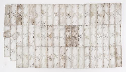 A GROUP OF CLEAR AND FROSTED GLASS SMALL RECTANGULAR TILES (58)