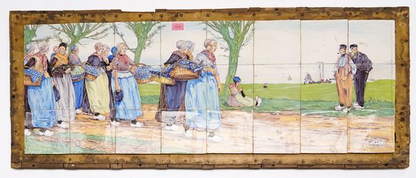 MARTIN VAN STRAATEN & CO., LONDON: A RECTANGULAR EARTHENWARE TILE PANEL