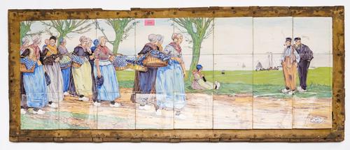 MARTIN VAN STRAATEN & CO., LONDON: A RECTANGULAR EARTHENWARE TILE PANEL