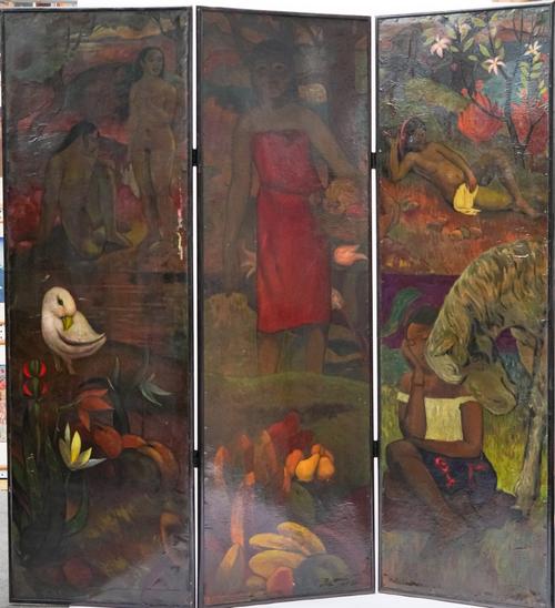 AFTER PAUL GAUGUIN: A CANVAS THREE FOLD SCREEN