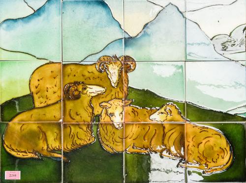 AN EARTHENWARE RECTANGULAR TILE PANEL BY THE MARSDEN TILE COMPANY (12)