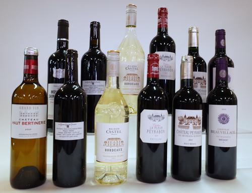 9 BOTTLES RED AND 3 WHITE BORDEAUX