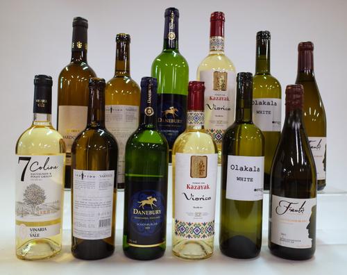 12 BOTTLES ENGLISH, MOLDOVAN AND GREEK WHITE WINE