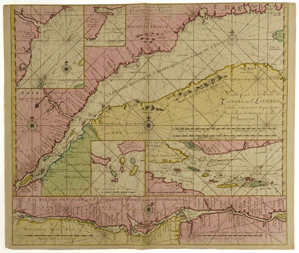 KEULEN, Gerard van (1678-1726). Nouvelle Carte de la Riviere de Canada ou St. Laurens, [Amsterdam: c.1734], hand-coloured engraved chart of the St. Lawrence River, Canada, 5225 x 610mm., unframed. RARE.