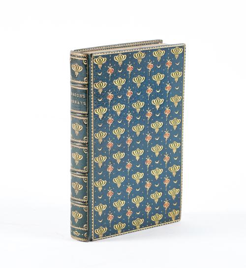 BINDING - Francis BACON (1561-1626). Essays, London, 1903, 8vo, VERY FINELY BOUND in full dark blue crushed morocco elaborately-decorated in gilt by Ramage.