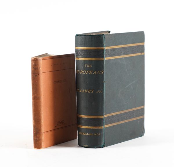 JAMES, Henry (1843-1916). The Europeans, London, 1878, 2 vols. bound in one, original buckram gilt. FIRST EDITION. With the same author's  Confidence (London, 1883, original cloth, FIRST EDITION). (2)