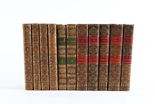 LA FONTAINE, Jean de (1621-95). Fables Choisies, Bouillon, 1776, 4 volumes, 8vo, frontispiece and 248 engraved plates, contemporary calf. With 2 early 19th-century editions of French works in 7 vols. (11)