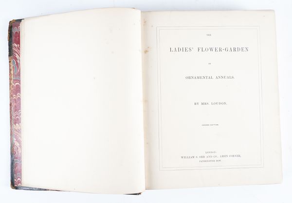 LOUDON, Jane Webb (1807-58). The Ladies' Flower-Garden of Ornamental Annuals, London, [1849], 4to, 50 fine hand-coloured lithographed botanical plates by Loudon (some spotting and staining), contemporary green half morocco (worn). Second edition.