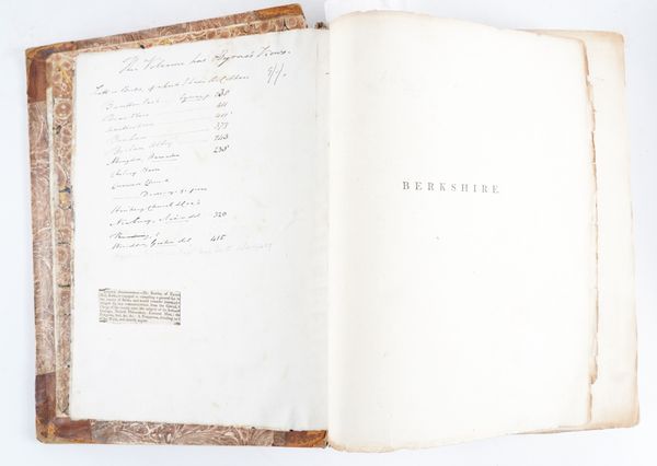 LYSONS, Daniel (1762-1834) & Samuel (1763-1819). Magna Britannia ... Berkshire. London, 1806], 4to, plates, copious contemporary annotation, original drawings, calf (worn). A GRANGERISED COPY, POSSIBLY THE AUTHORS' OWN. With a related work in 2 vols. (3)