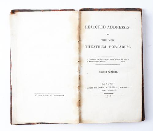 [SMITH, Horace (1779-1849) & James (1775-1839)]. Rejected Addresses, London, 1812, 8vo, contemporary half calf (worn, covers detached). Fourth edition.