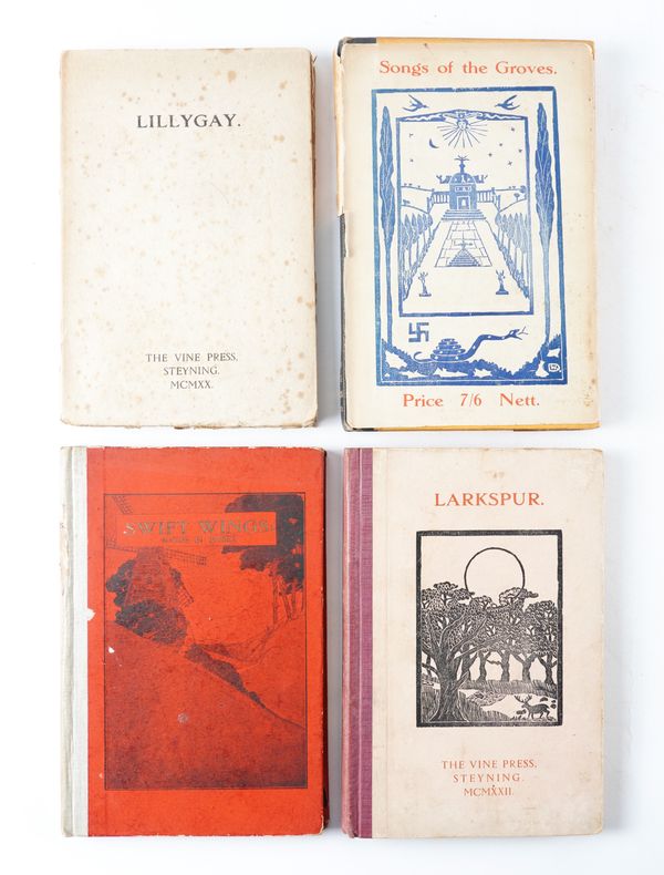 THE VINE PRESS, STEYNING - Lillygay, Steyning, 1920, 8vo, woodcut illustrations, original wrappers, FIRST EDITION, NUMBER 504 OF 550 COPIES "PRINTED ON ANTIQUE LAID PAPER". With 3 other books from the same press. (4)