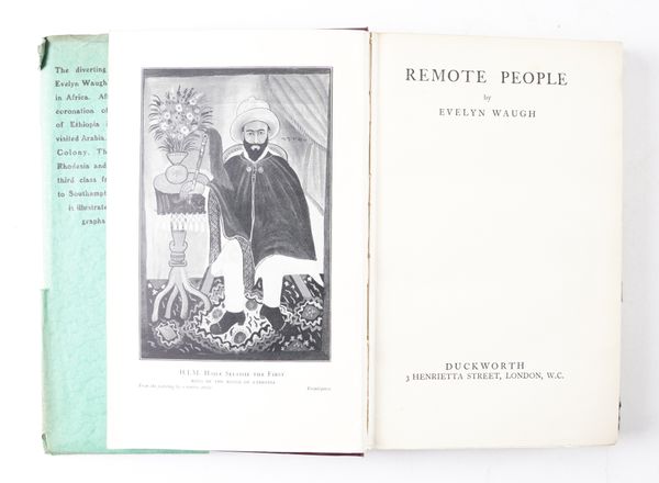 WAUGH, Evelyn (1903-66). Remote People, London, Duckworth, 1931, 8vo, original burgundy buckram gilt, dust-jacket (jacket torn with loss). FIRST EDITION, IMPORTANT PRESENTATION COPY, inscribed, "For Gerald Duckworth with best wishes from Evelyn Waugh."