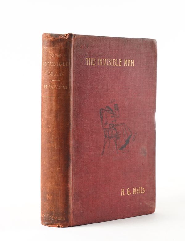 WELLS, H. G. (1866-1946). The Invisible Man, London, 1897, 8vo, half title, original red pictorial cloth gilt (inner hinges weak, stained). FIRST EDITION, first issue. RARE.