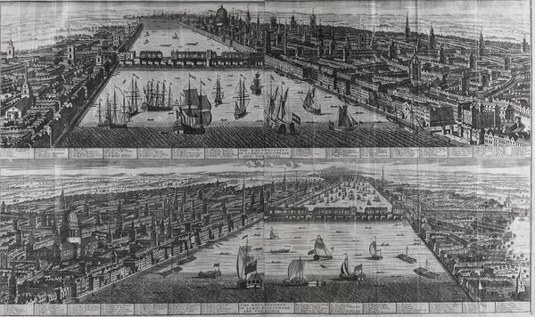 LONDON - John BOWLES (c.1701-79). The East [West] Prospect of London, Southwark and the Bridge, London, "Printed and Sold by John Bowles," [c.1733], fine large engraved bird's-eye-view of London in two parts on one sheet, 960 x 580mm., framed and glazed.