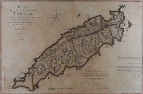 TOBAGO - John BYRES (dates unknown). Plan of the Island of Tobago, London, 1794, engraved map of Tobago, hand-coloured in outline, 620 x 910mm., framed and glazed. With another map of Tobago and a related engraving, both framed and glazed. (3)