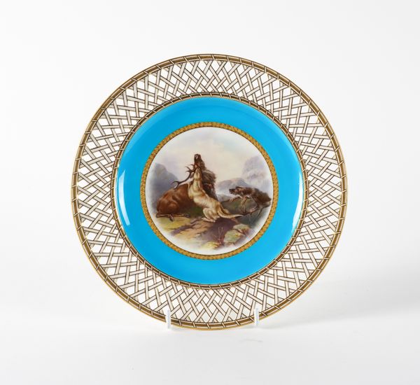 A MINTONS BONE CHINA CABINET PLATE BY HENRY MITCHELL