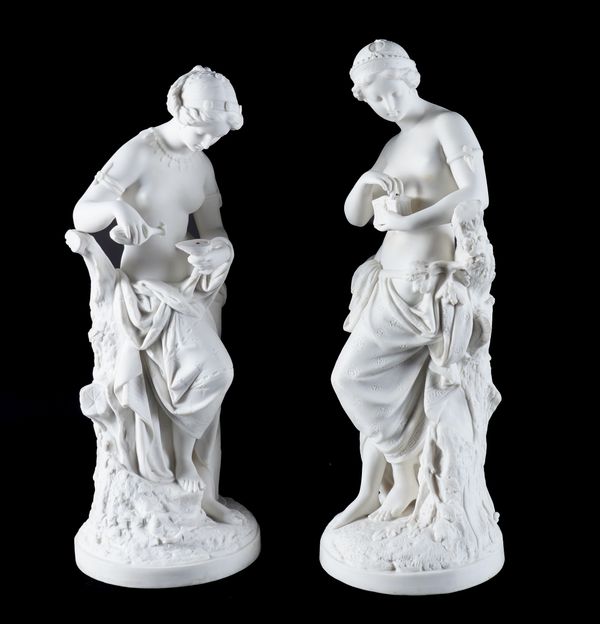 A PAIR OF MINTON PARIAN FIGURES OF `PANDORA' AND `PSYCHE' (2)