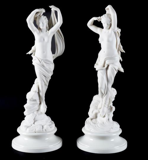 A PAIR OF ROYAL WORCESTER PARIAN FIGURES OF `IRIS' AND `VENUS' (2)