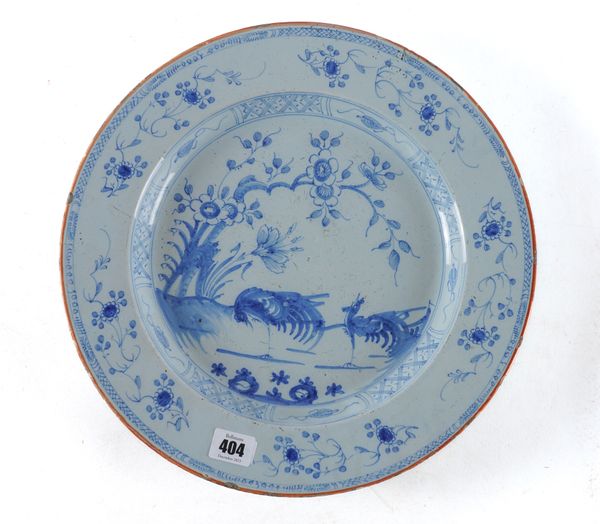 AN ENGLISH DELFTWARE BLUE AND WHITE DISH
