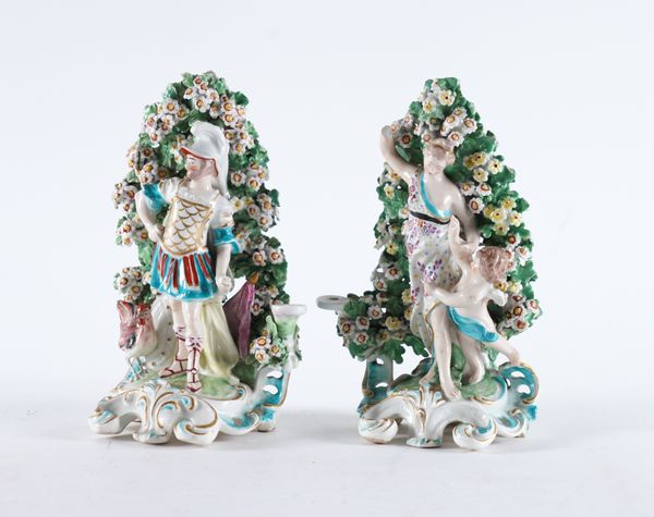 A PAIR OF DERBY PORCELAIN CANDLESTICK FIGURES (2)