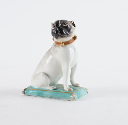 A MEISSEN FIGURE OF A PUG DOG