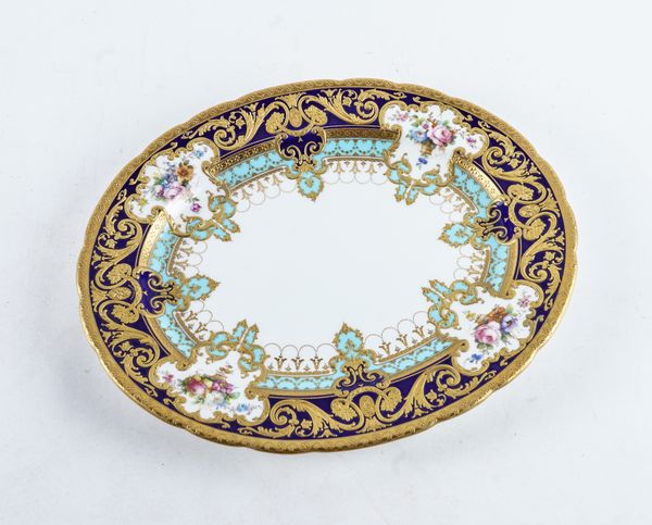 A ROYAL CROWN DERBY SHAPE OVAL PLATE FROM THE JUDGE GARY SERVICE