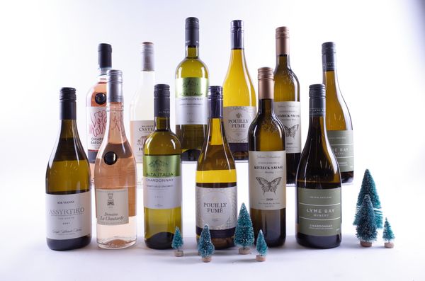 12 BOTTLES ENGLISH, AUSTRIAN, FRENCH, ITALIAN AND GREEK WHITE AND ROSÉ WINE