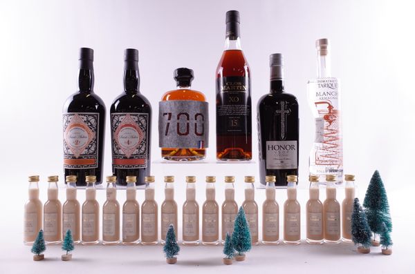 6 BOTTLES ARMAGNAC, COGNAC AND 17 MINIATURE CREAM LIQUEURS