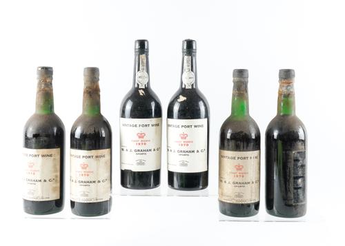 SIX BOTTLES OF GRAHAM’S FINEST VINTAGE PORT 1970 (6)