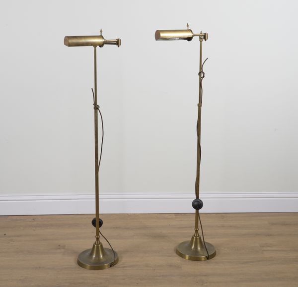 A PAIR OF BESSELINK & JONES BRASS ADJUSTABLE STANDARD LAMPS (2)