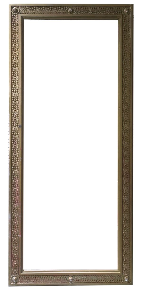 A LARGE GOLD PAINTED RECTANGULAR WALL MIRROR