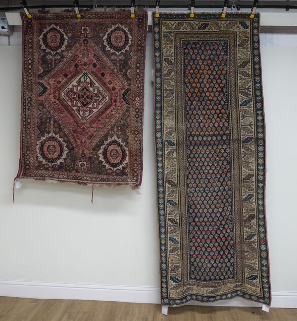 A WASHED GHASGHAI RUG, SOUTH PERSIAN AND A GARABAGH RUNNER, CAUCASIAN (2)