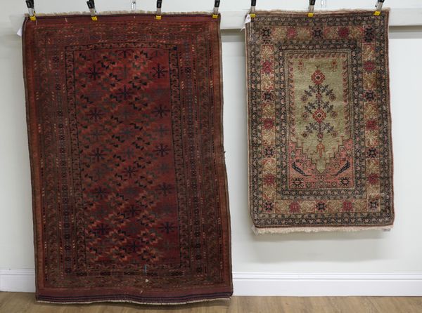 A BESHIR RUG AND A SILK ANATOLIAN PRAYER RUG (2)