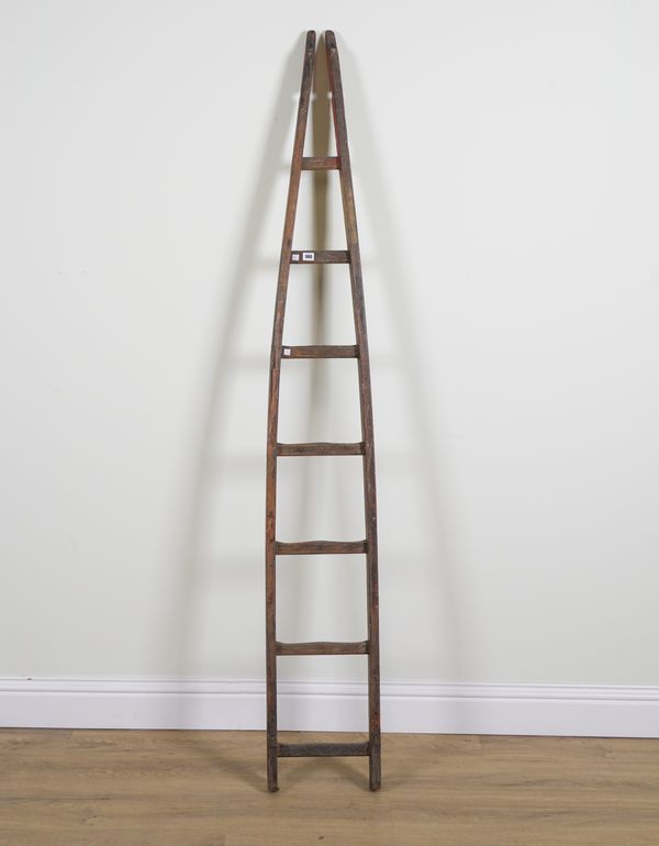 METROGLAZE; A SOFTWOOD SCUMBLE PAINTED EIGHT RUNG LADDER