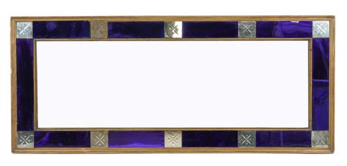 A 19TH CENTURY COLOURED AND ETCHED GLASS TRIPLE PLATE MARGINAL WALL MIRROR