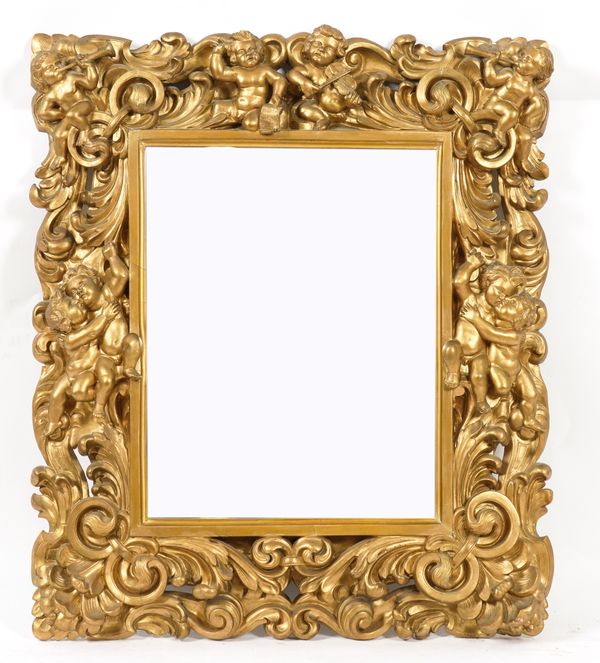 A VICTORIAN GILT FRAMED RECTANGULAR MIRROR