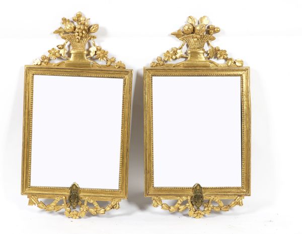 A PAIR OF 19TH CENTURY NORTH EUROPEAN GILT FRAMED WALL MIRRORS (2)