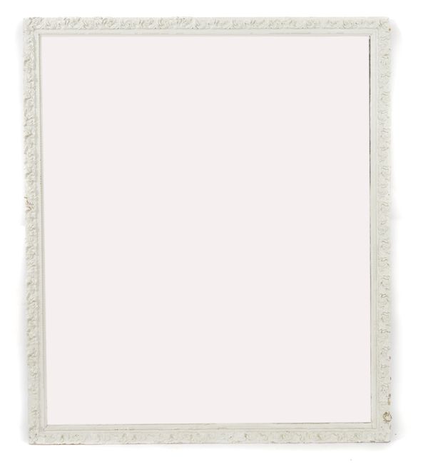 A 19TH CENTURY WHITE PAINTED RECTANGULAR MIRROR